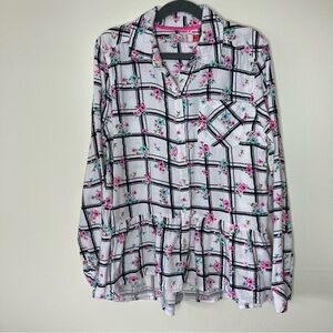 SO girls floral checked plaid peplum ruffle button down shirt 14